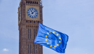 Flag of the European Union flies next