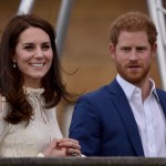 LONDON, UNITED KINGDOM - MAY 13: Catherine, Duchess of Cambridge and Prince Harry as they host a tea party in the grounds of Buckingham Palace to honour the children of those who have died serving in the armed forces on May 13, 2017 in London, England.