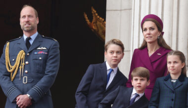 Princess Kate, Prince George, Prince Louis and Prince William on the balcony at Buckingham Palace