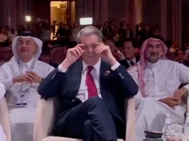 Scott Bessent appeared to be sleepy, as well, rubbing his eyes