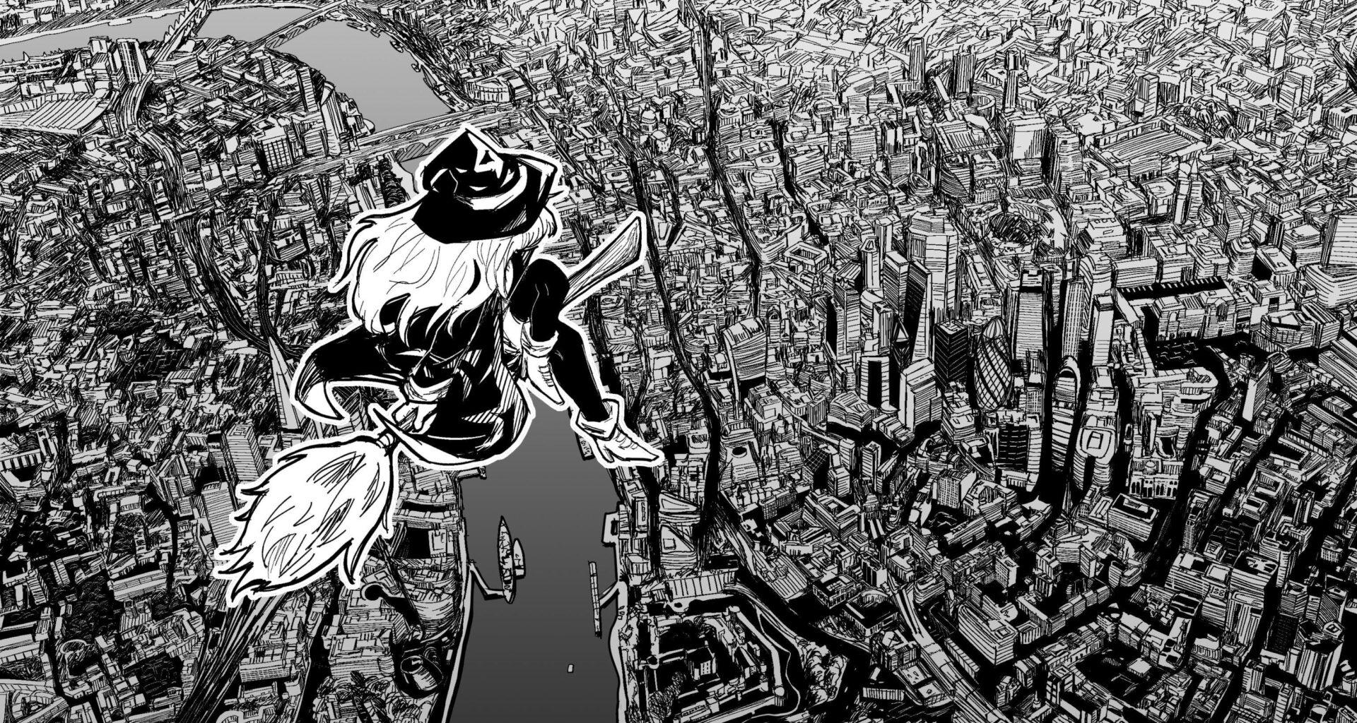 Witch's Commute, London by @Nhim_Art