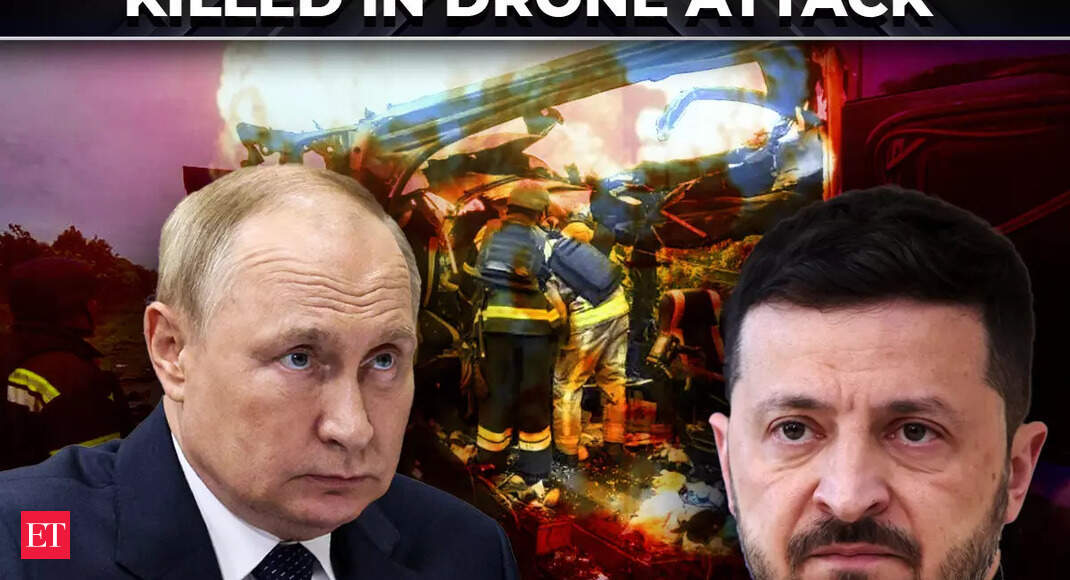 Russia drone attack: Istanbul peace talks FAIL? Russian drone attack on bus kills 9 in Ukraine - The Economic Times Video