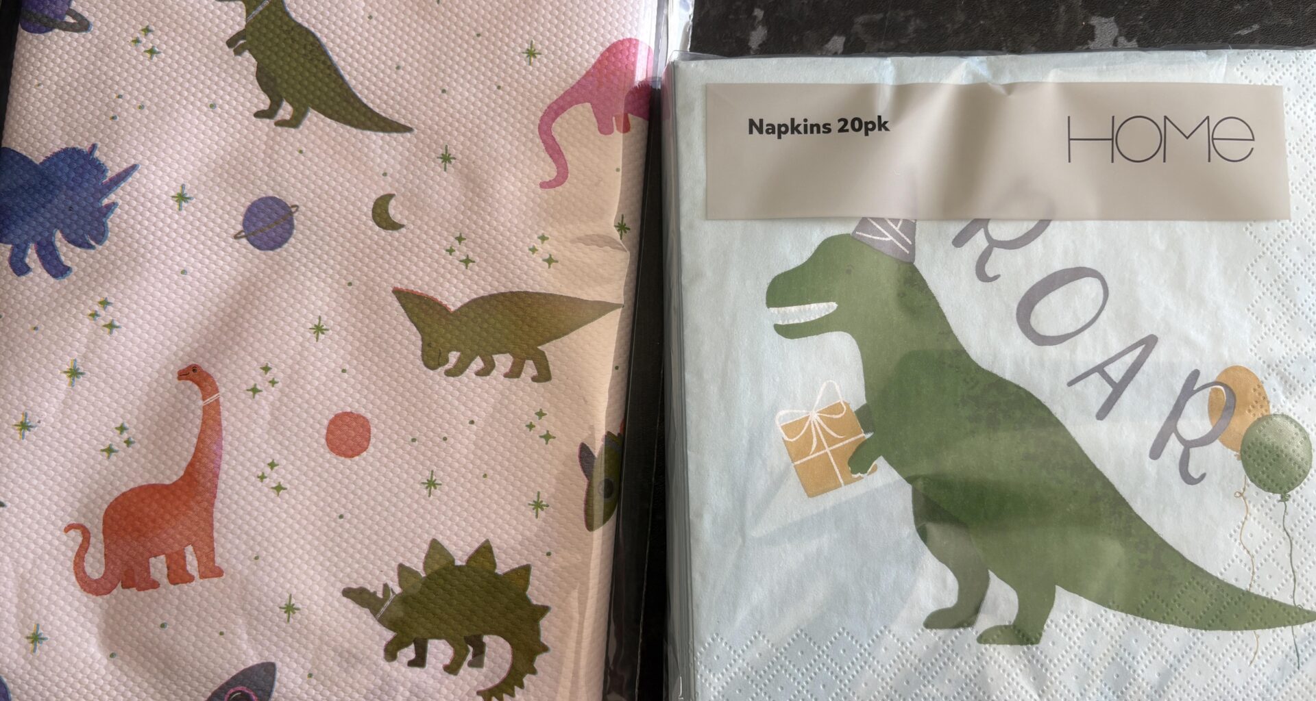 We’re having friends around for drinks and pizza. My wife sent me to the shop for a table cover and napkins.