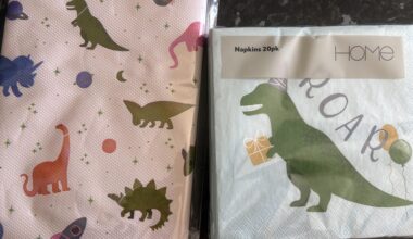 We’re having friends around for drinks and pizza. My wife sent me to the shop for a table cover and napkins.