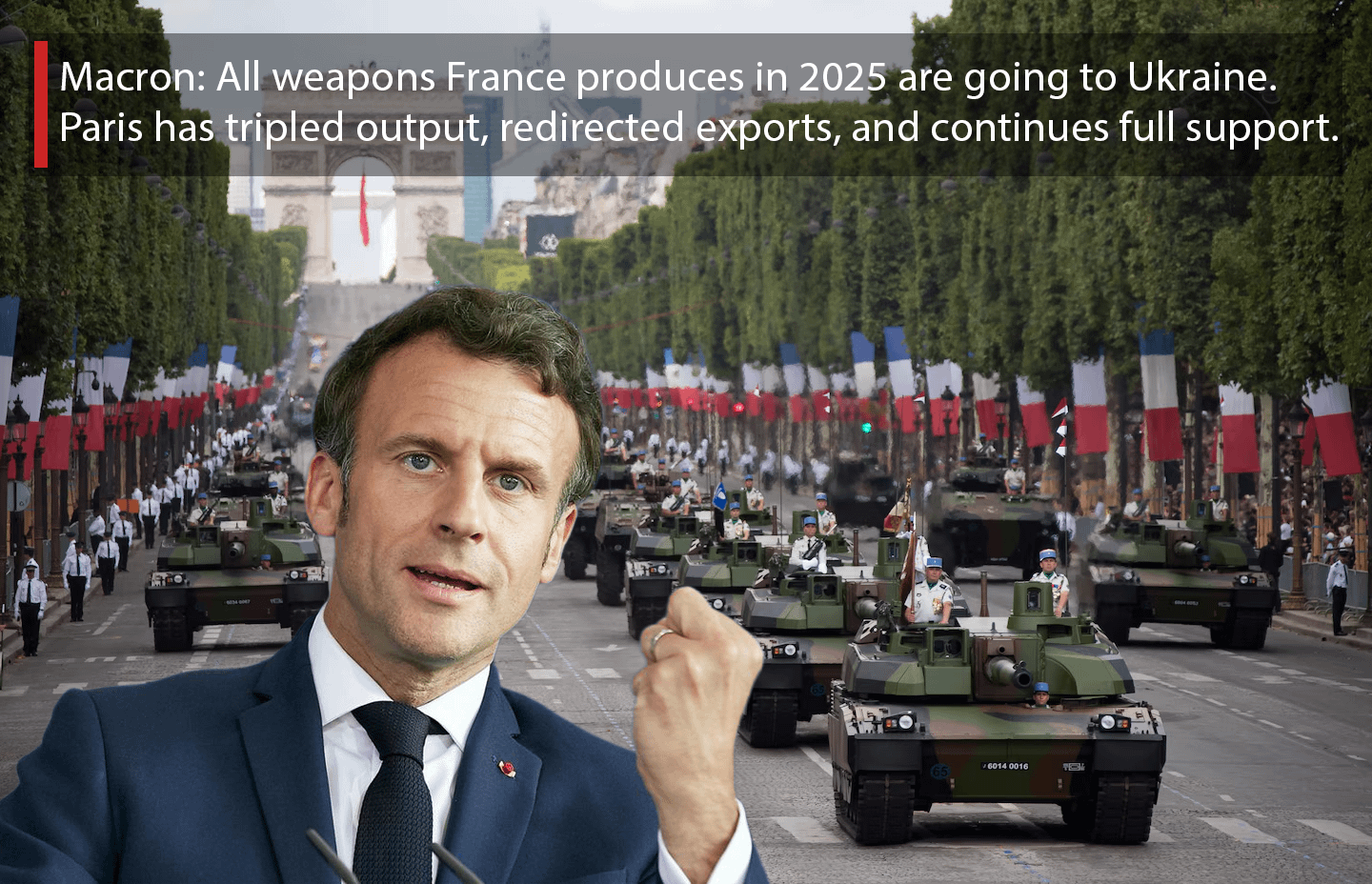 Macron: All weapons France produces in 2025 are going to Ukraine. Paris has tripled output, redirected exports, and continues full support. “We’ve given everything we could — this is a wartime economy,” he said, praising Ukraine’s defenders and leadership