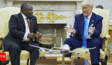 Donald Trump shows Cyril Ramaphosa evidence of 'white genocide' in South Africa during explosive Oval Office meeting