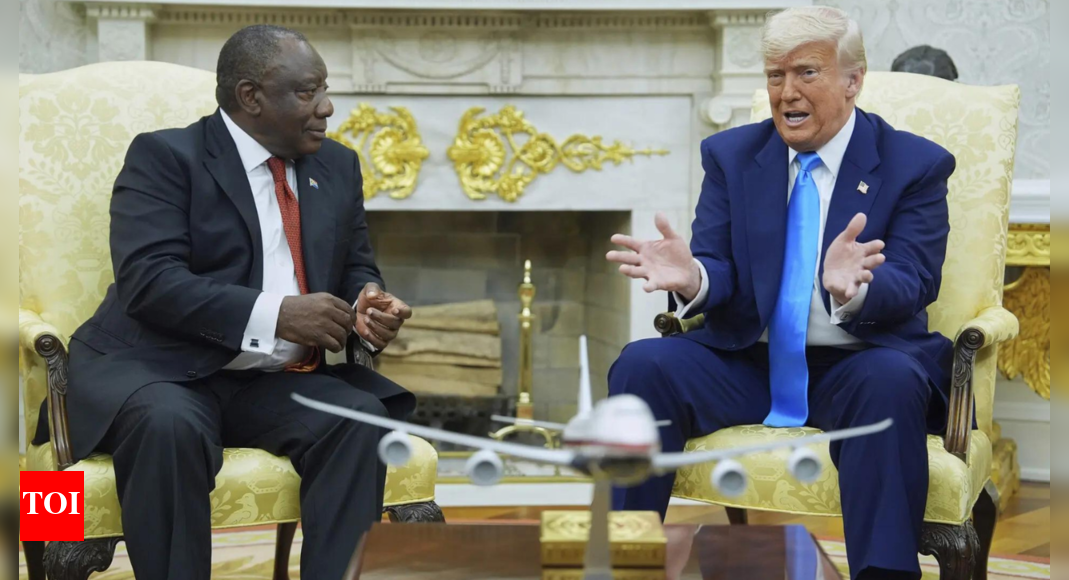 Donald Trump shows Cyril Ramaphosa evidence of 'white genocide' in South Africa during explosive Oval Office meeting