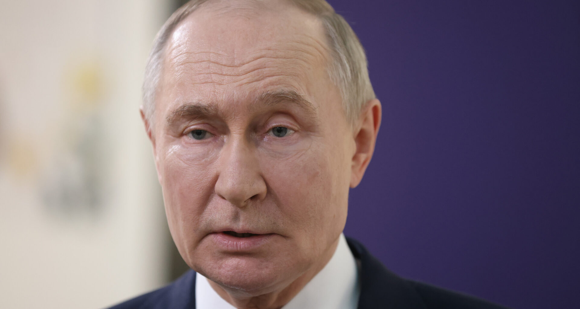 Russian President Vladimir Putin makes a statement