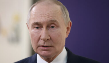 Russian President Vladimir Putin makes a statement
