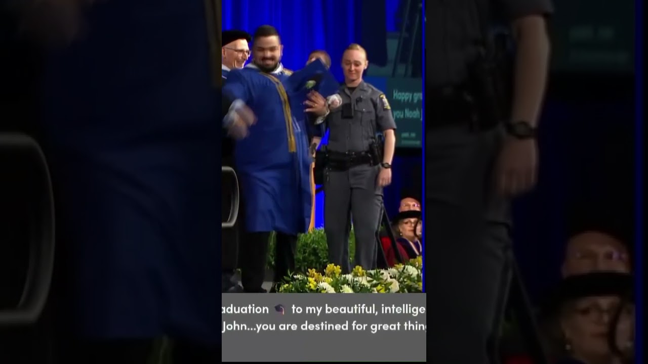 University at Buffalo graduate chased on stage by police while holding infant son during ceremony