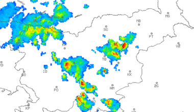 Nad državo nastajajo nevihte, v veljavi rumeno opozorilo
