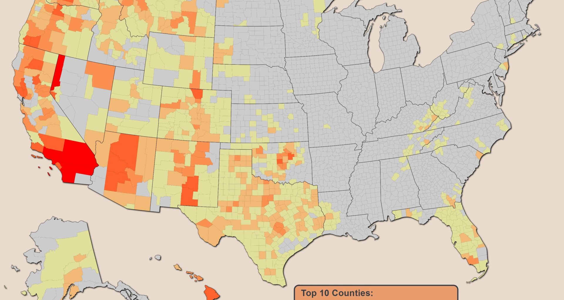 [OC] FEMA Wildfire Disasters Since 2000 by County