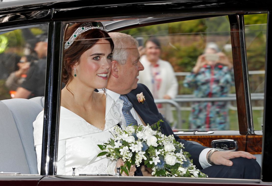 Princess Eugenie arrives for her wedding to Jack Brooksbank.