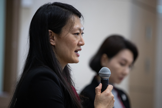Julie Turner, former U.S. special envoy for North Korean human rights, speaks during an event at Korea University in Seongbuk District, northern Seoul, on Oct. 16, 2023. [NEWS1]