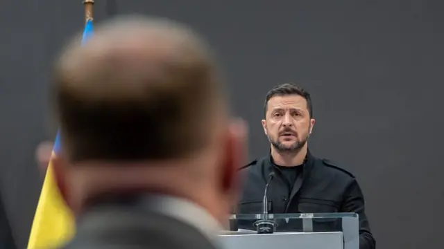 President of Ukraine Volodymyr Zelensky at a news conference