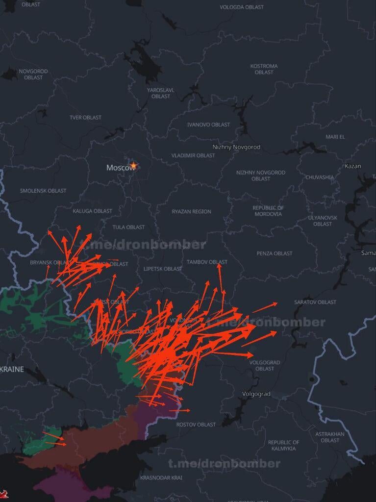 Approximate flight routes of Ukrainian UAVs by May 5