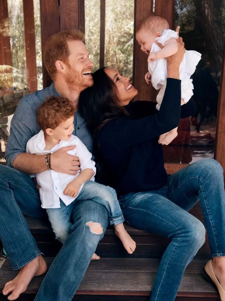 Photo of Prince Harry, Meghan Markle, Archie, and Lilibet.