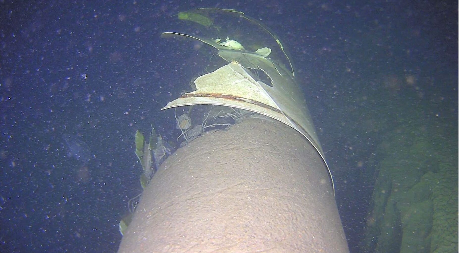 A damaged Balticconnector gas pipeline that connects Finland and Estonia is pictured in this undated handout picture in the Baltic Sea. Finnish Border Guard/Handout via REUTERS