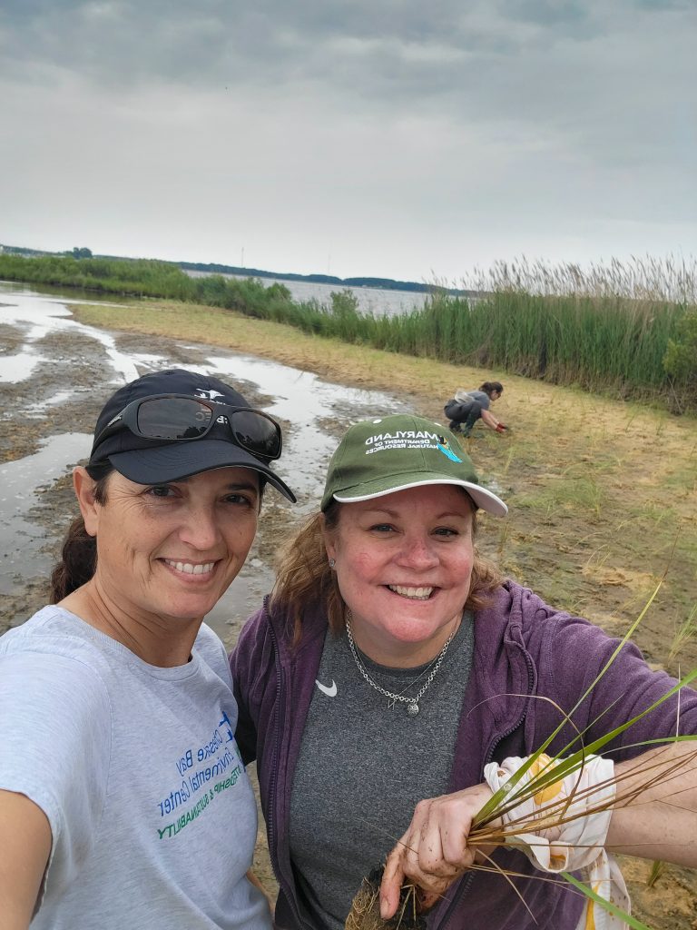 CBEC Executive Director Vicki Paulas and Carrie Decker, a DNR natural resource planner, at a planting event at CBEC. Photo: Carrie Decker DNR
