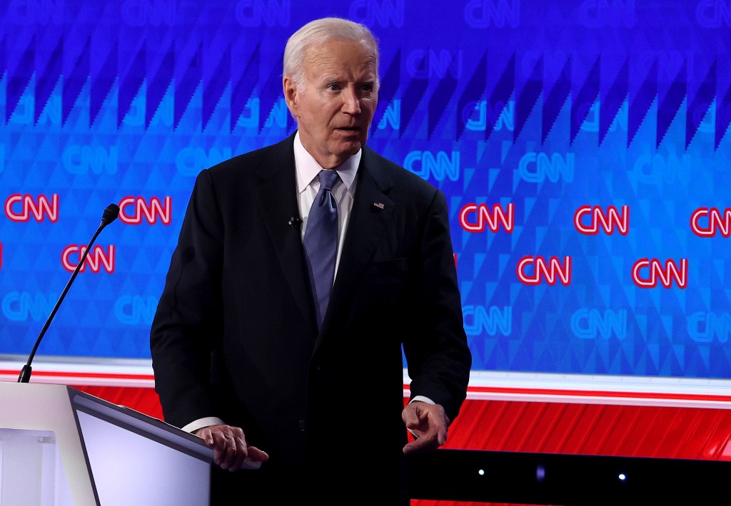 Then-President Biden walking off the stage after debating President Trump in Atlanta on June 27, 2024.