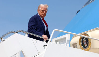 FILE PHOTO: U.S. President Donald Trump departs for Michigan to attend a rally to celebrate his first 100 days in office