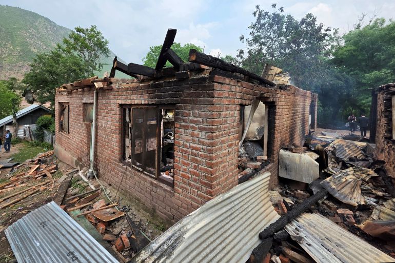 A residential house is pictured after it was damaged by a cross-border shelling in Salamabad in India-administered Kashmir's Baramulla district, May 7, 2025. REUTERS/Stringer