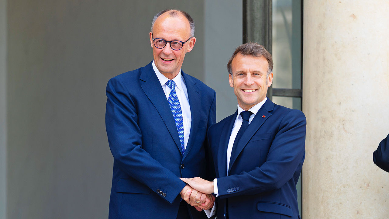The German Chancellor Friedrich Merz meets the French President Emmanuel Macron in Paris