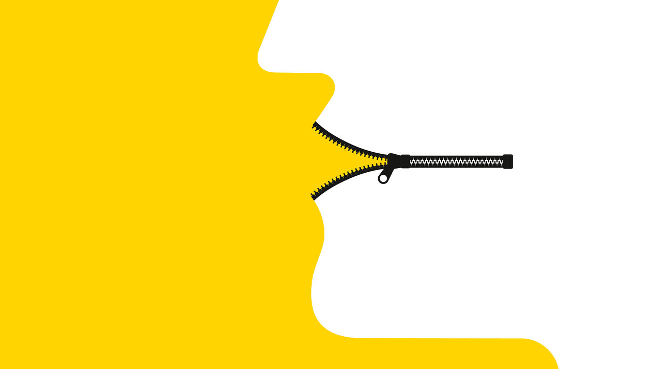 A mouth made from a zipper being closed