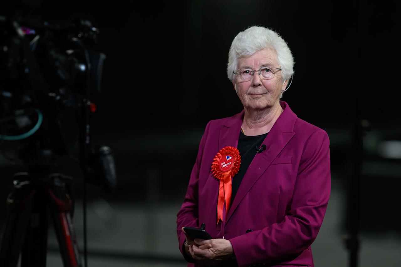 DONCASTER, ENGLAND - MAY 02: Ros Jones of the Labour Party reacts as she fields questions from members of the media after being declared the winner of the Doncaster Mayoral elections on May 02, 2025 in Doncaster, England. Incumbent Ros Jones narrowly defeated her Reform party opponent Alexander Jones to retain the position of Mayor of Doncaster, a post she has held since 2013. In the first local elections since the UK general election last summer, more than 1,600 seats are being contested in 23 councils, with six mayoral positions also being decided. (Photo by Leon Neal/Getty Images)