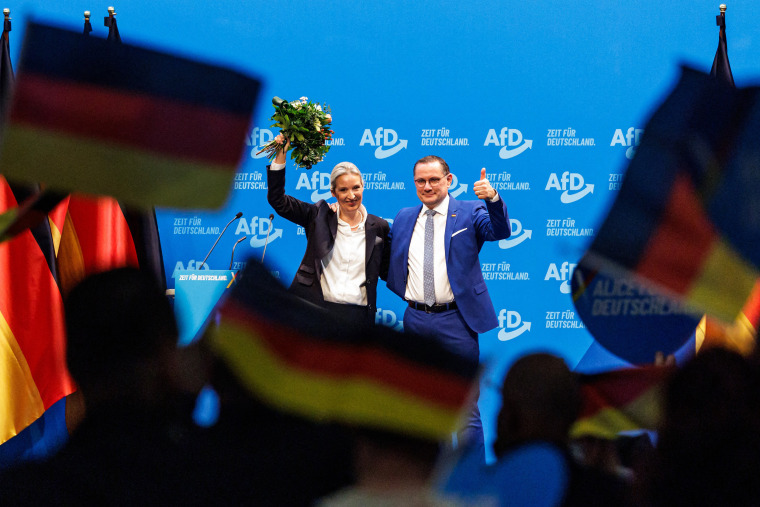 Ahead of general elections scheduled for February 23, 2025, AfD delegates confirmed the candidacy of their party's co-leader Alice Weidel as candidate for chancellor, and were expected to adopt a roadmap that includes leaving the euro currency and taking a hard line on migration policy.