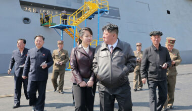 New North Korean warship is partly crushed at launch ceremony as leader Kim looks on