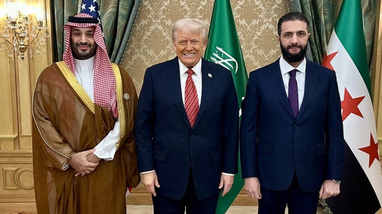 Mohammed bin Salman Al Saud, President Donald Trump and Ahmed al-Sharaa 