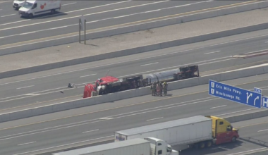 1 dead after tanker truck rollover on Highway 401