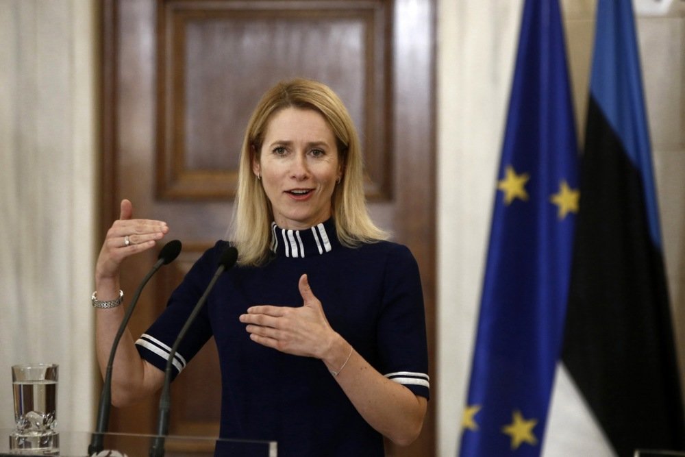 Kaja Kallas speaks at a press conference in Athens, Greece, 10 October 2023. Photo: EPA-EFE/YANNIS KOLESIDIS