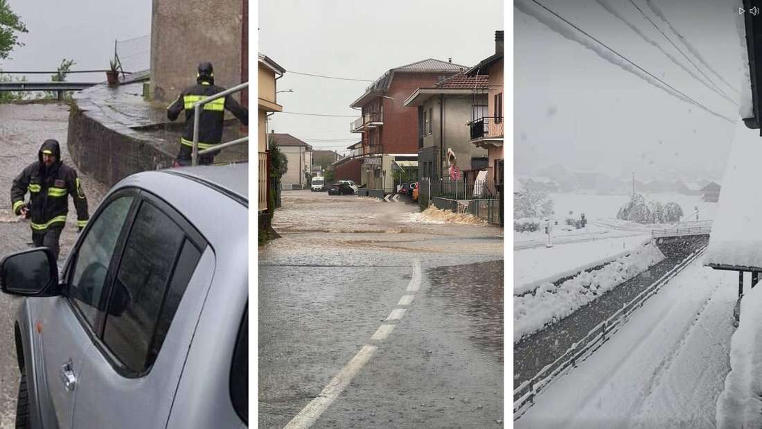Sturzfluten, Erdrutsche und riesige Mengen Neuschnee bei schweren Oster-Unwettern in Italien.