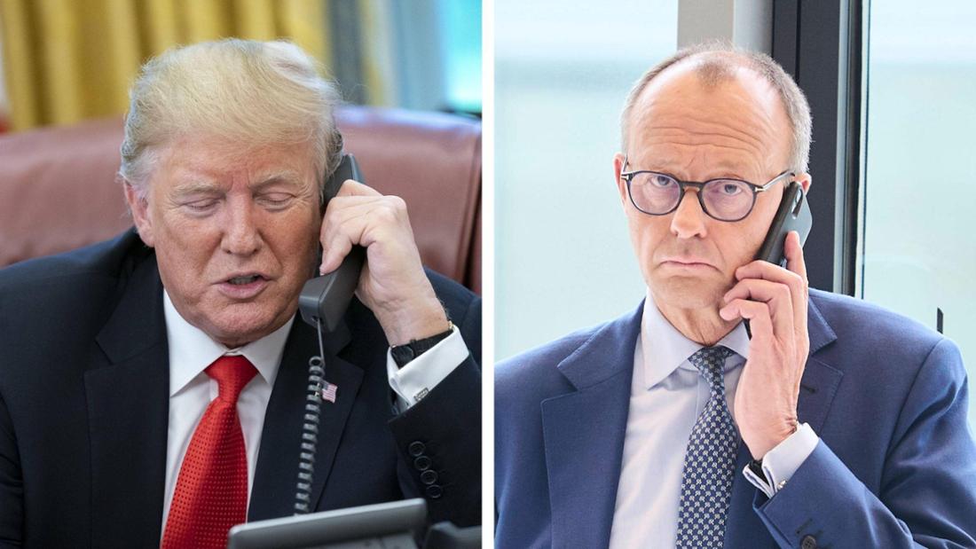 Friedrich Merz (r.) wird mit Donald Trump am Donnerstag zum ersten Mal telefonieren: Auf das Ergebnis wird gespannt gewartet. 