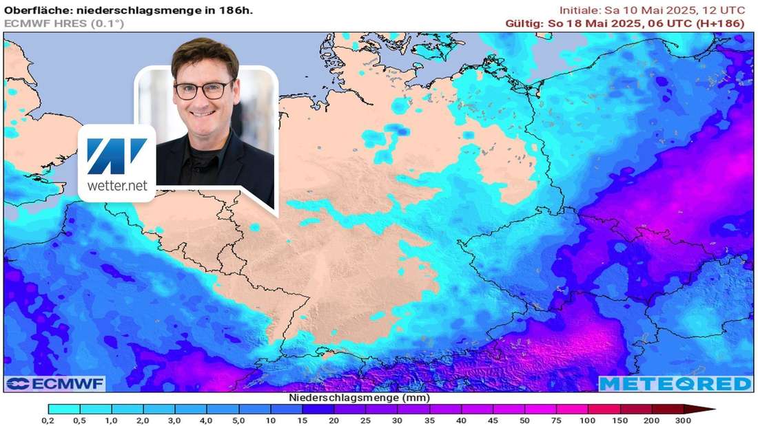 Regensummen bis zum nächsten Wochenende in Deutschland.
