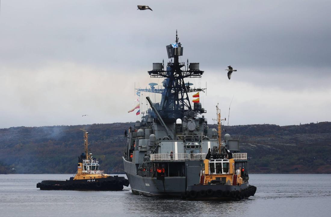 Der U-Boot-Zerstörer „Vice-Admiral Kulakov“ der russischen Nordflotte im Hafen von Seweromorsk, Russland. (Archivfoto)