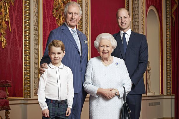 Photo of the Queen, Prince Charles, Prince William and Prince George