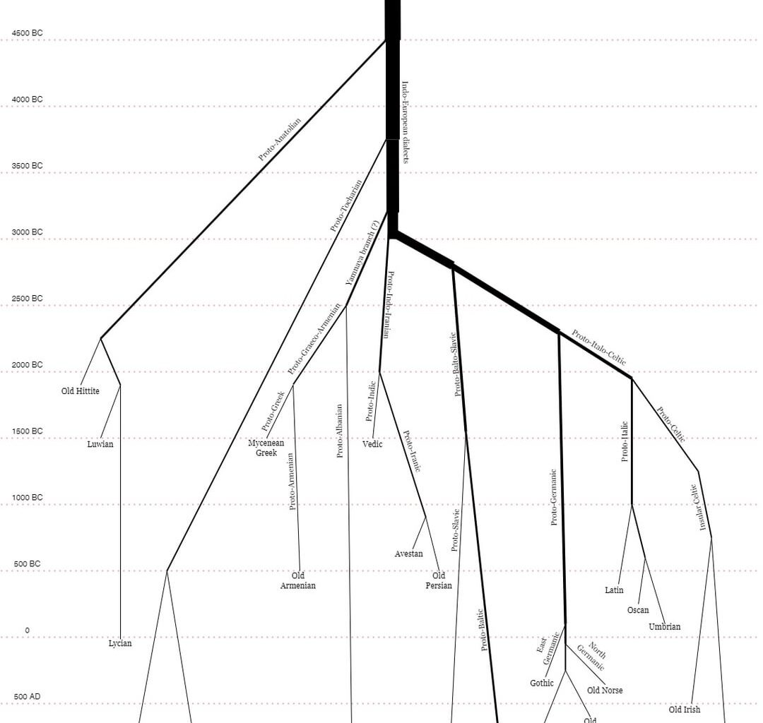 Indo-European tree & an example of lexical evolution