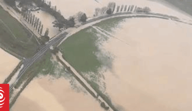 Watch: Rescue helicopter footage shows extent of Canterbury flooding
