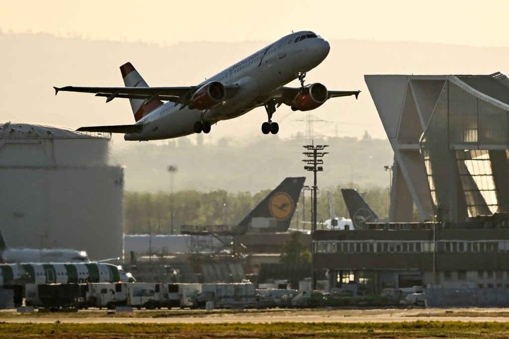 A Lufthansa plane is seen at sunset at the airport in Frankfurt am Main, western Germany, in April. Photo: AFP A Lufthansa plane is seen at sunset at the airport in Frankfurt am Main, western Germany, in April. Photo: AFP