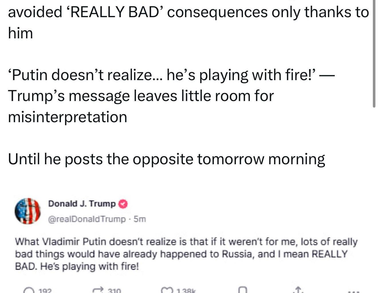 Russian state media’s response to Trumps tirade about Putin and Russia