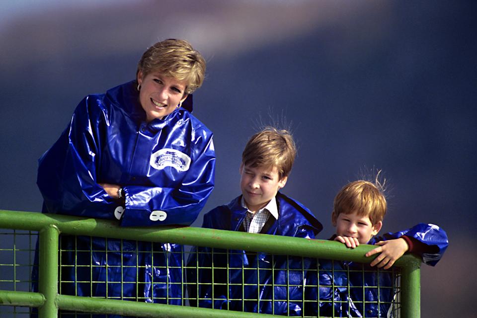 Diana, The Princess Of Wales Takes Her Sons, Prince'S William, And Harry Out On The Boat
