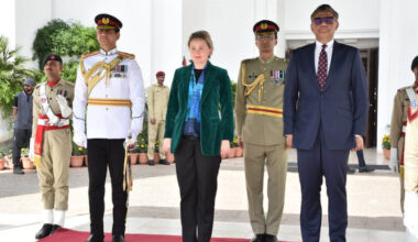 Non-Resident Ambassador of Latvia Dana Goldfinča submits credentials to the President of Pakistan