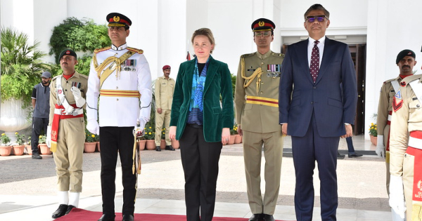 Non-Resident Ambassador of Latvia Dana Goldfinča submits credentials to the President of Pakistan