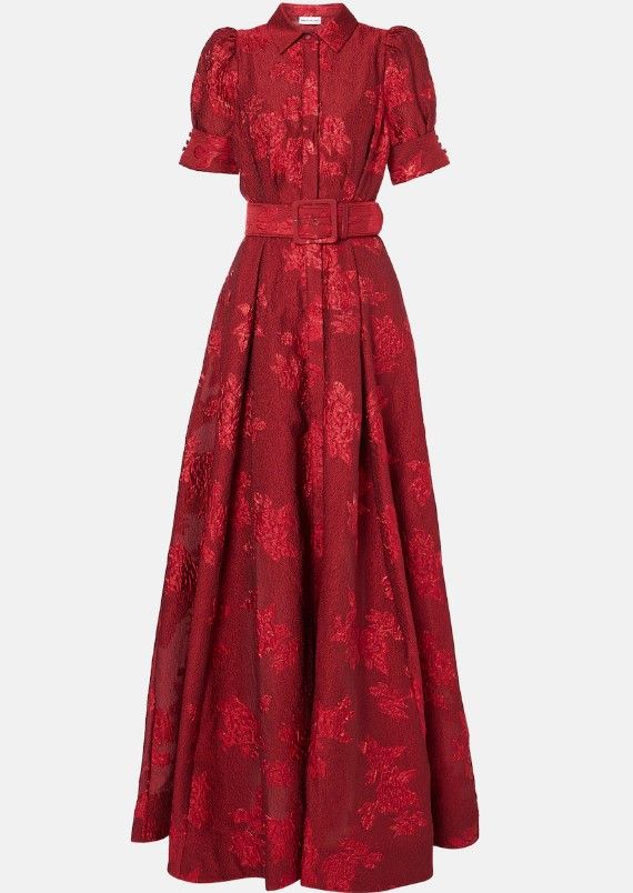 'Henrietta belted brocade gown' by Rebecca Vallance