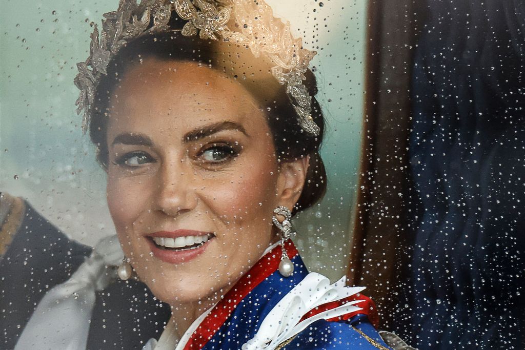 Kate Middleton, the Princess of Wales at the coronations of Britain's King Charles III and Britain's Queen Camilla. 