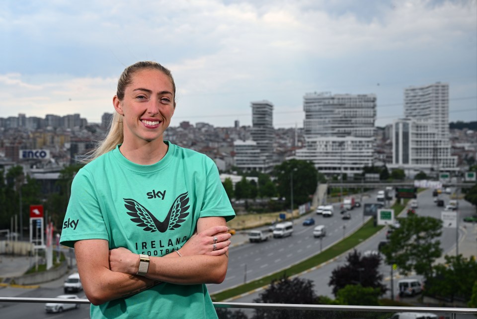 27 May 2025; Republic of Ireland's Megan Connolly poses for a portrait at their team hotel in Istanbul ahead of their UEFA Women's Nations League League B match against Türkiye on Friday. Photo by Stephen McCarthy/Sportsfile
