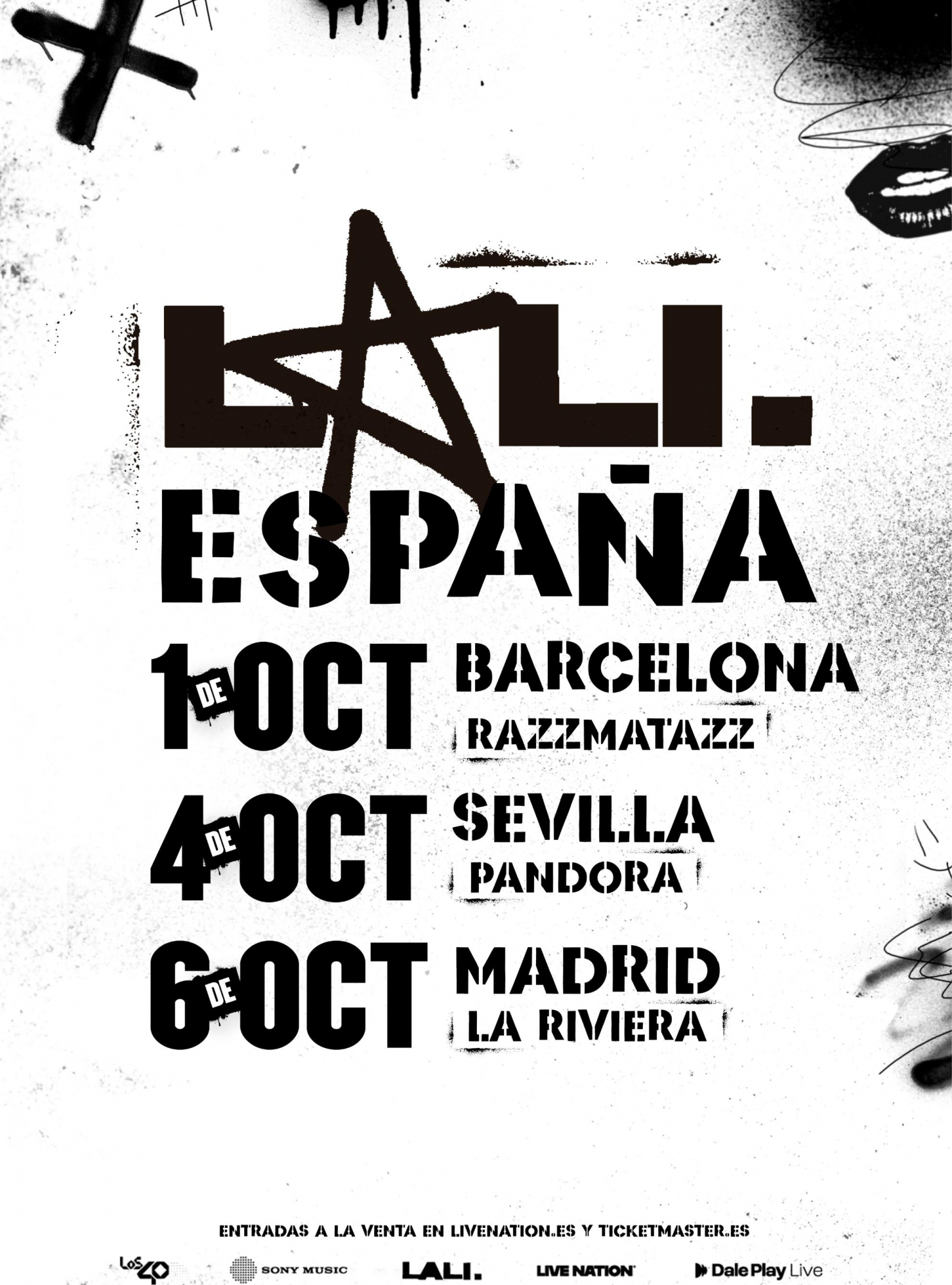 Cartel con los conciertos que Lali ofrecerá en España.